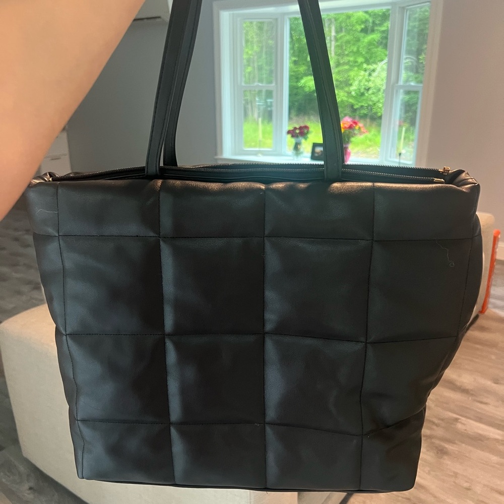 Black Quilted Tote Bag